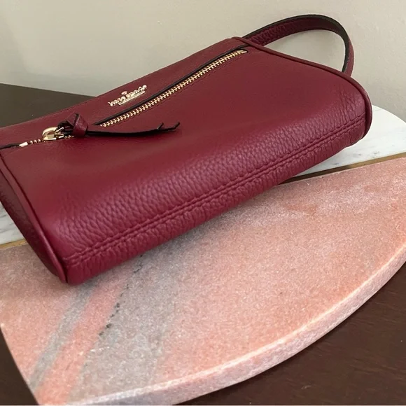 Kate Spade Red Leather Crossbody Purse Gold Hardware - Picture 7 of 11